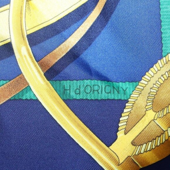 HERMES Carre90 Scarf ""Grand Manège"" Silk Blue - Picture 12 of 15